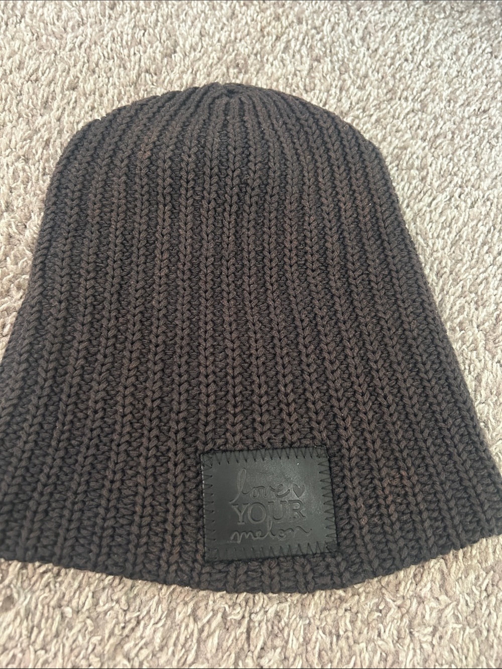 Love Your Melon Dark Brown Ribbed Knit Beanie